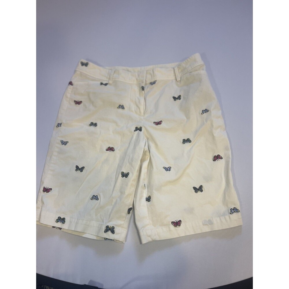 Talbots Perfect Shorts Butterfly Embroidered Stretch Bermuda Chino Women’s 10. - Picture 9 of 13